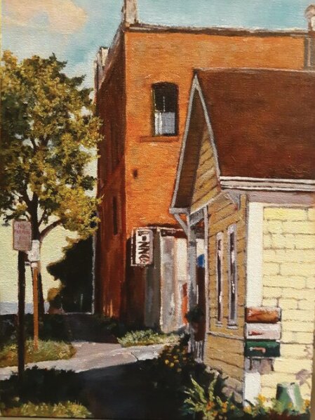 "A Walk to the Uptown Pub"
Painting by Andrew Sheldon
